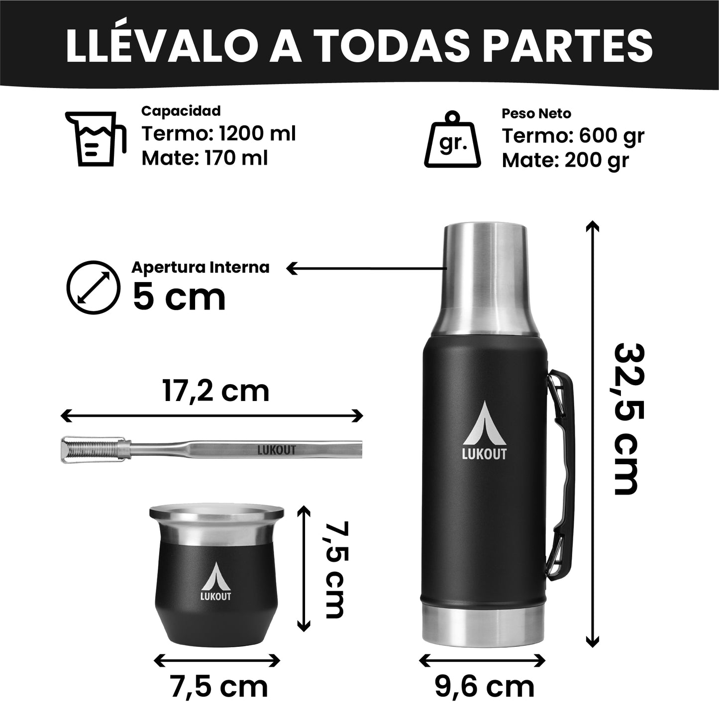 Kit Termo Mate Flow PRO 1200 ml + Mate 170 ml