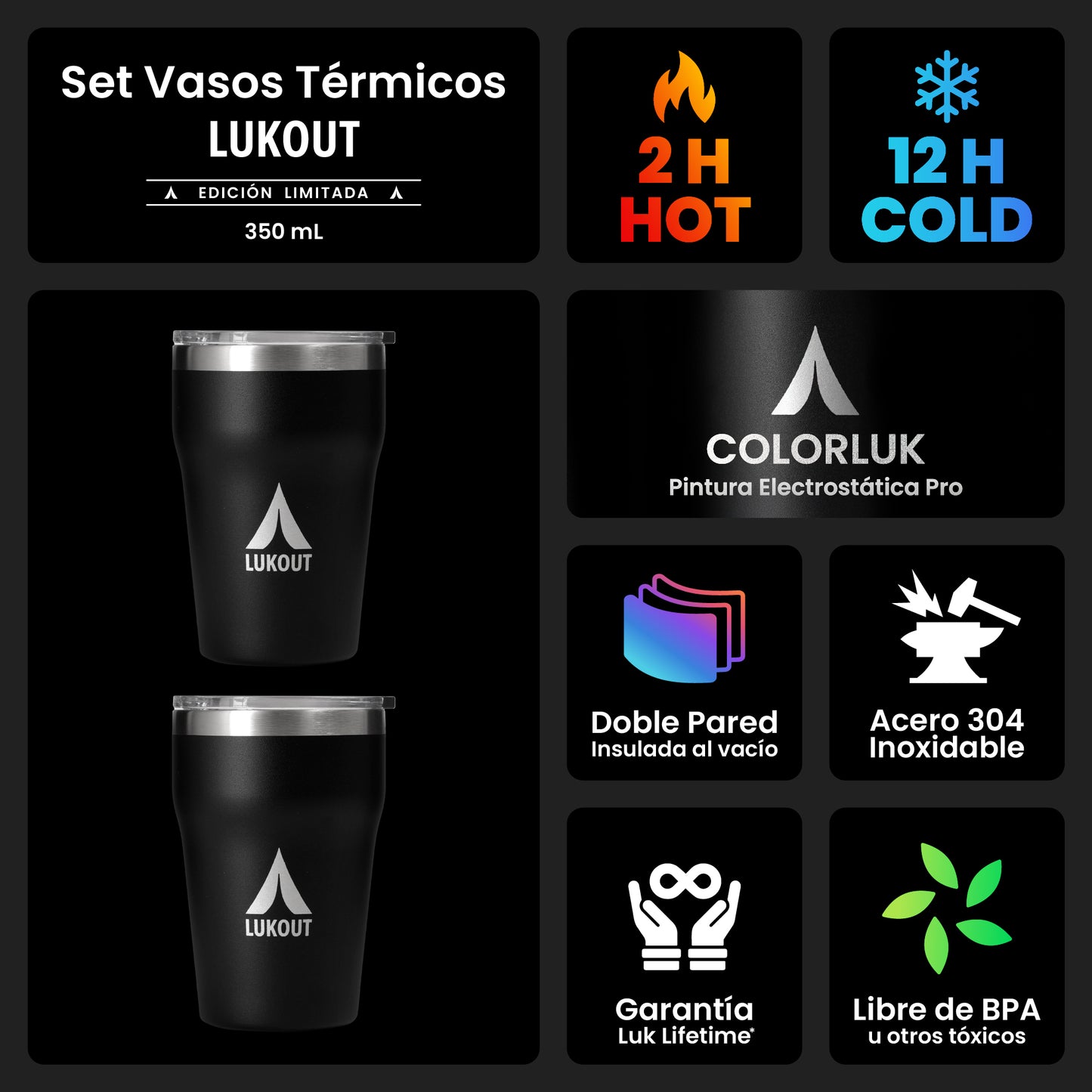Set de 2 Vasos Térmicos 350 ml