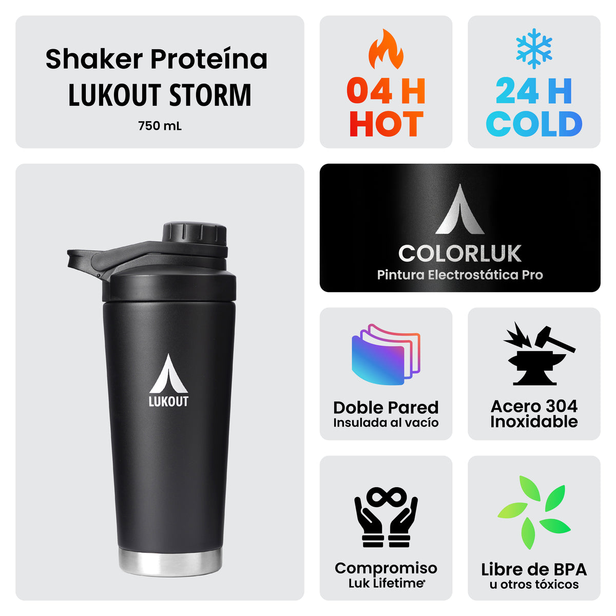 Botella Shaker Storm Proteína 750 ml – LUKOUT